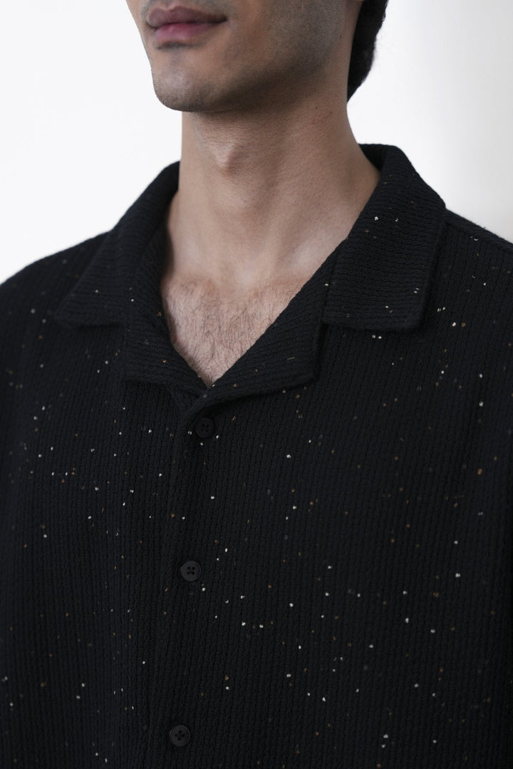 BLACK-COASTAL FLECK COLLARED SHIRT