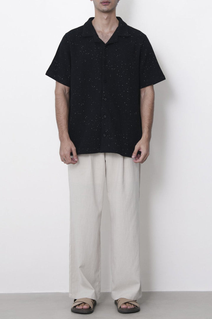 BLACK-COASTAL FLECK COLLARED SHIRT