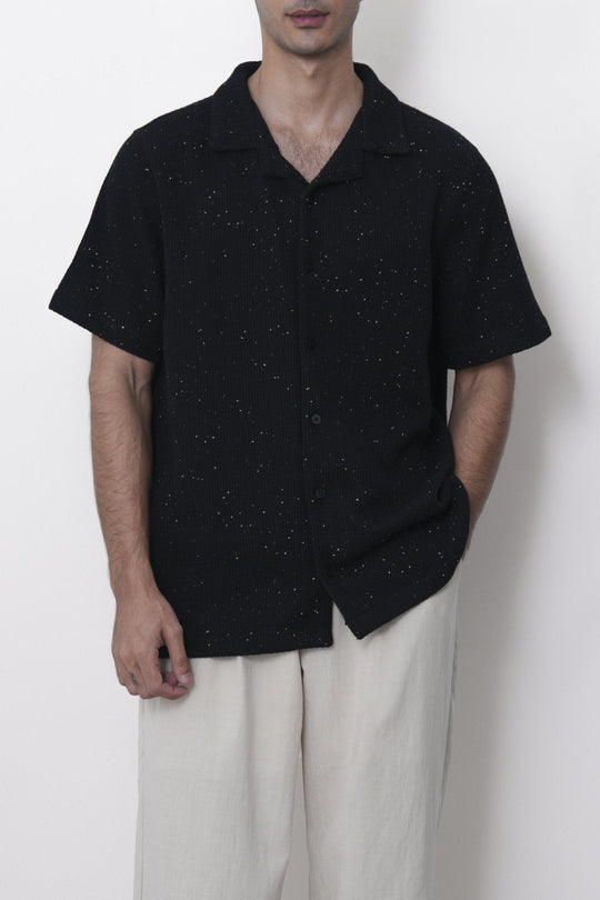 BLACK-COASTAL FLECK COLLARED SHIRT