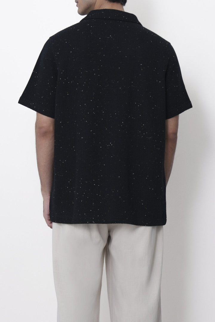 BLACK-COASTAL FLECK COLLARED SHIRT