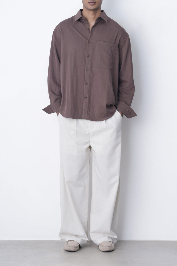 BROWN-RELAXED TWILL SHIRT