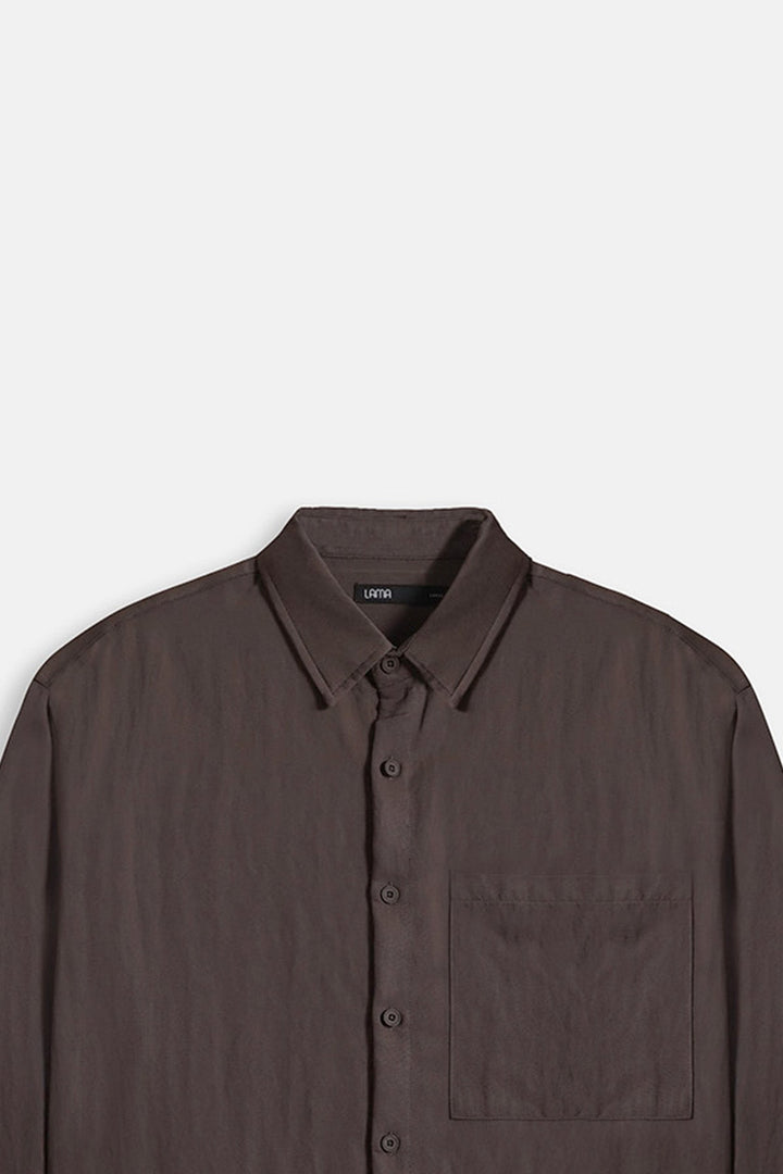 BROWN-RELAXED TWILL SHIRT