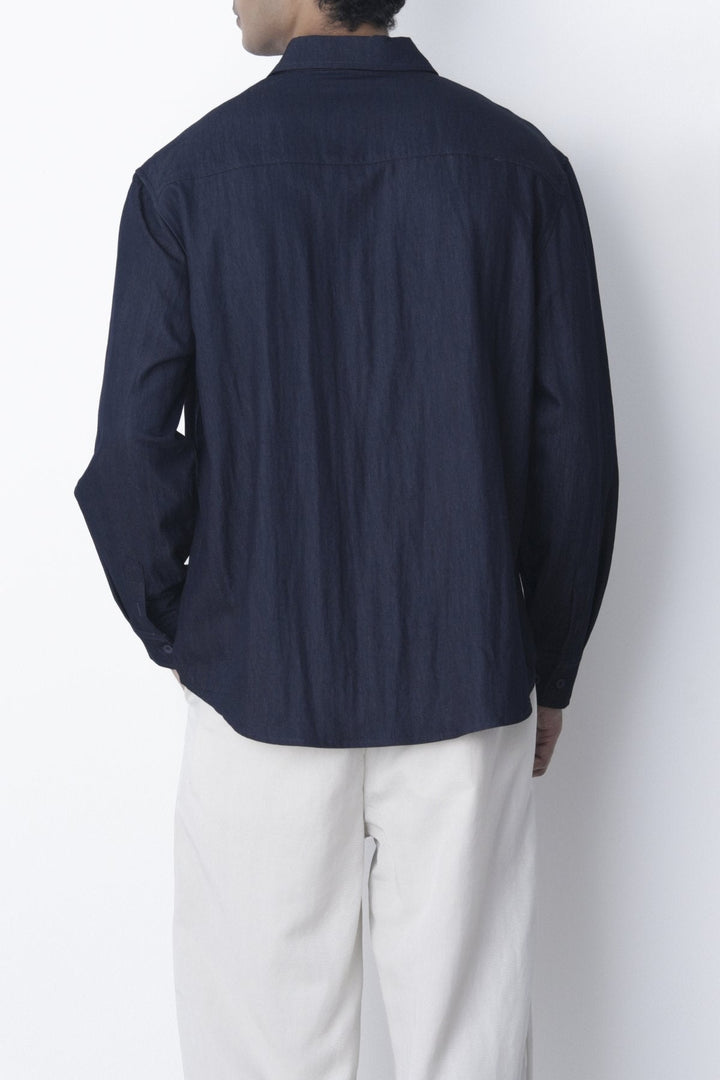 NAVY-RELAXED TWILL SHIRT