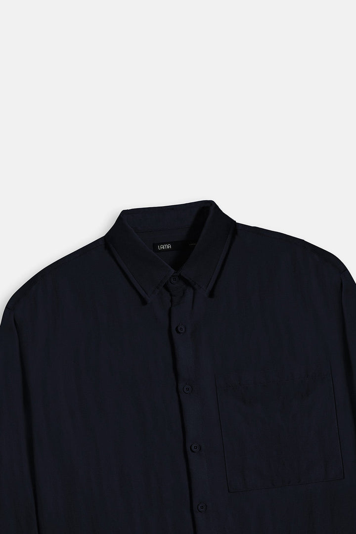 NAVY-RELAXED TWILL SHIRT