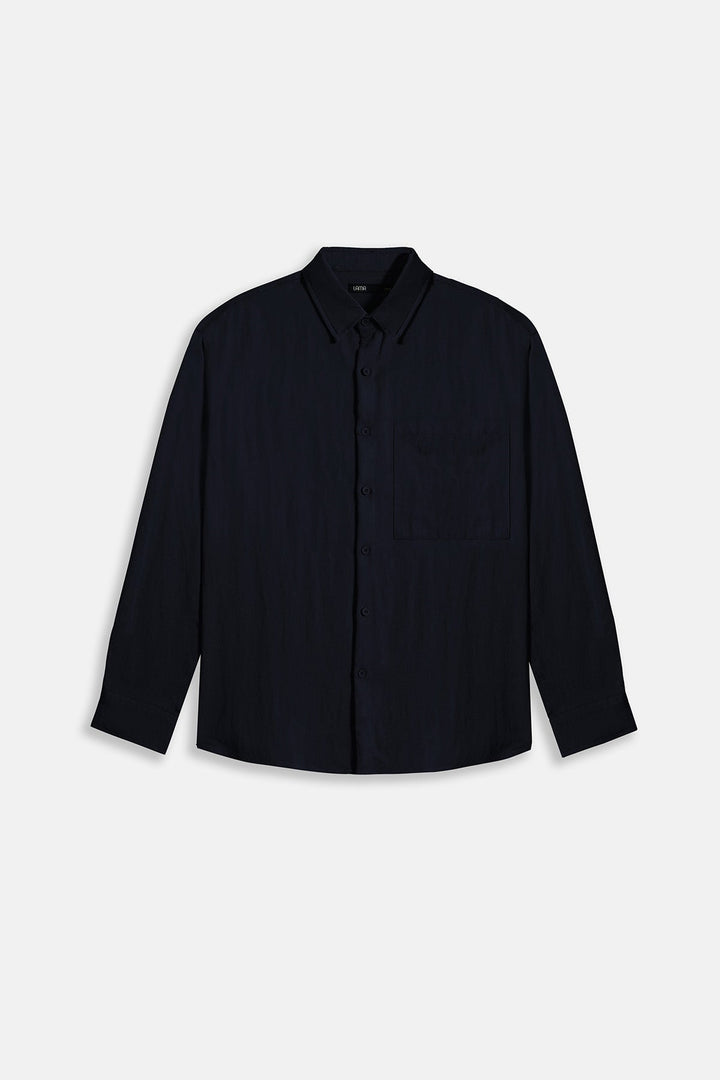 NAVY-RELAXED TWILL SHIRT