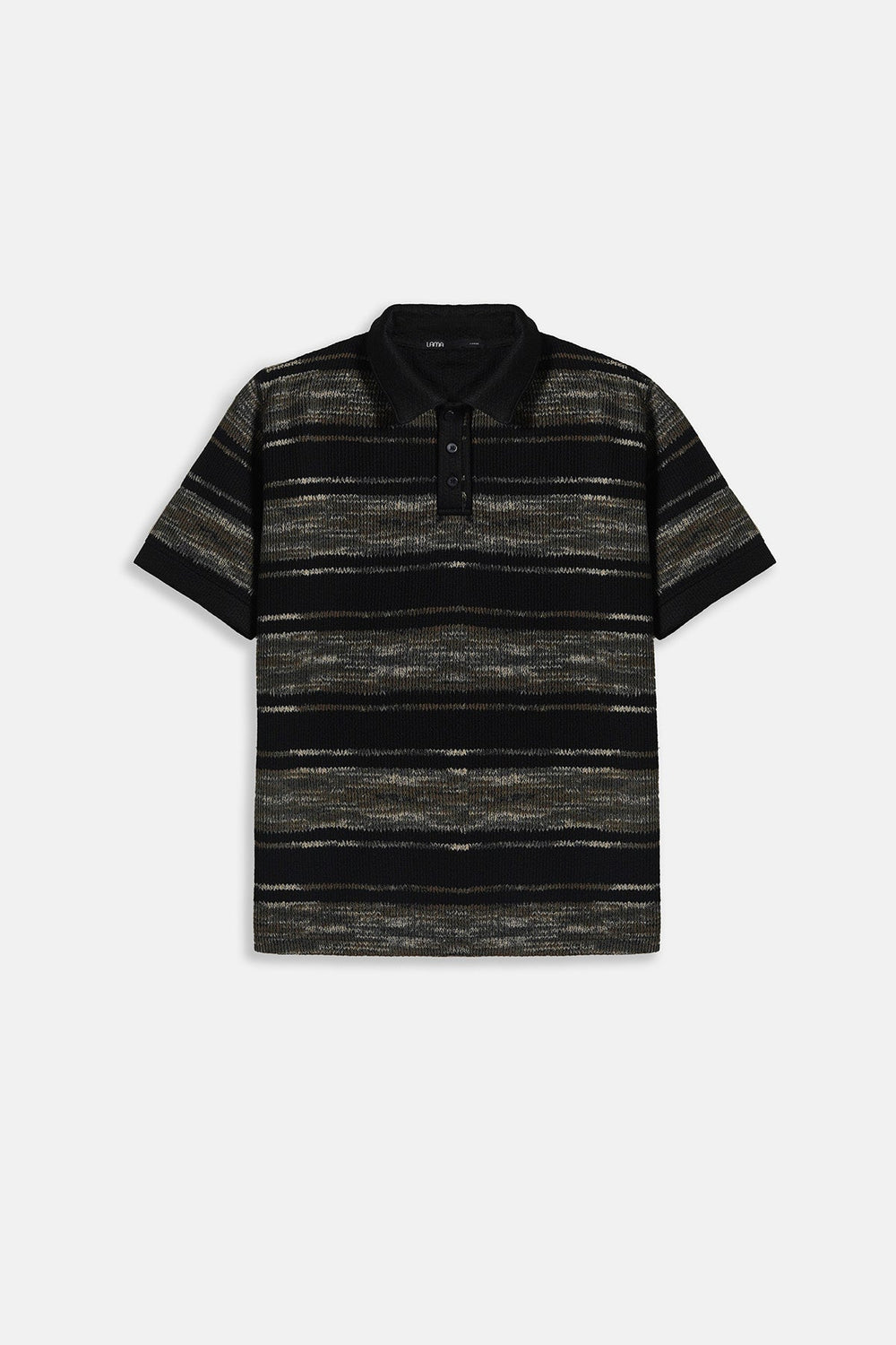 BLACK STRIPED HEAVY TEXTURED POLO