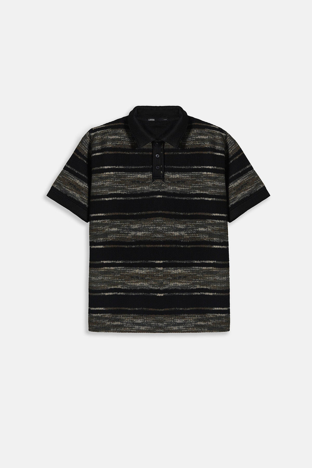 BLACK STRIPED HEAVY TEXTURED POLO