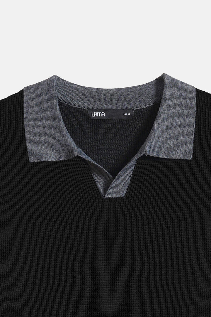 BLACK CONTRAST COLLAR POLO