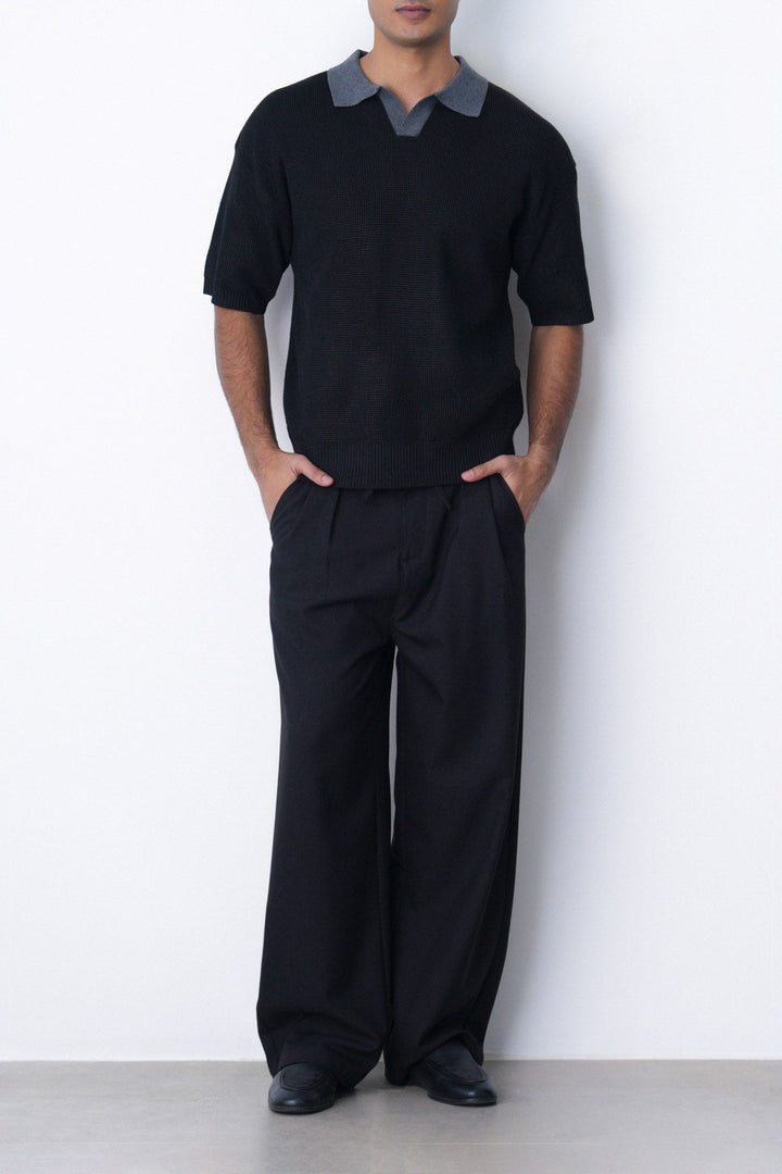 BLACK CONTRAST COLLAR POLO