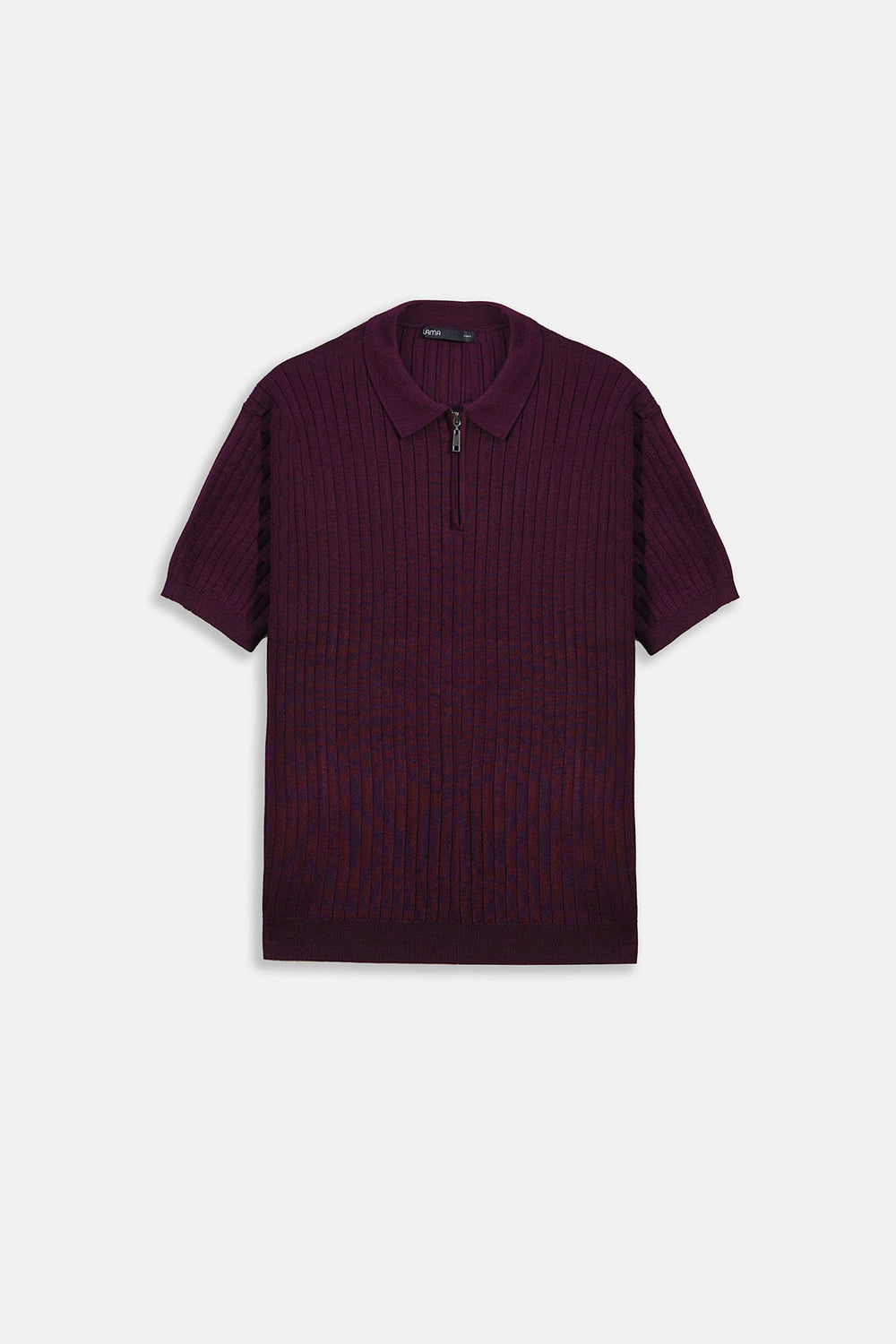 MAROON RIBBED ZIPPER POLO