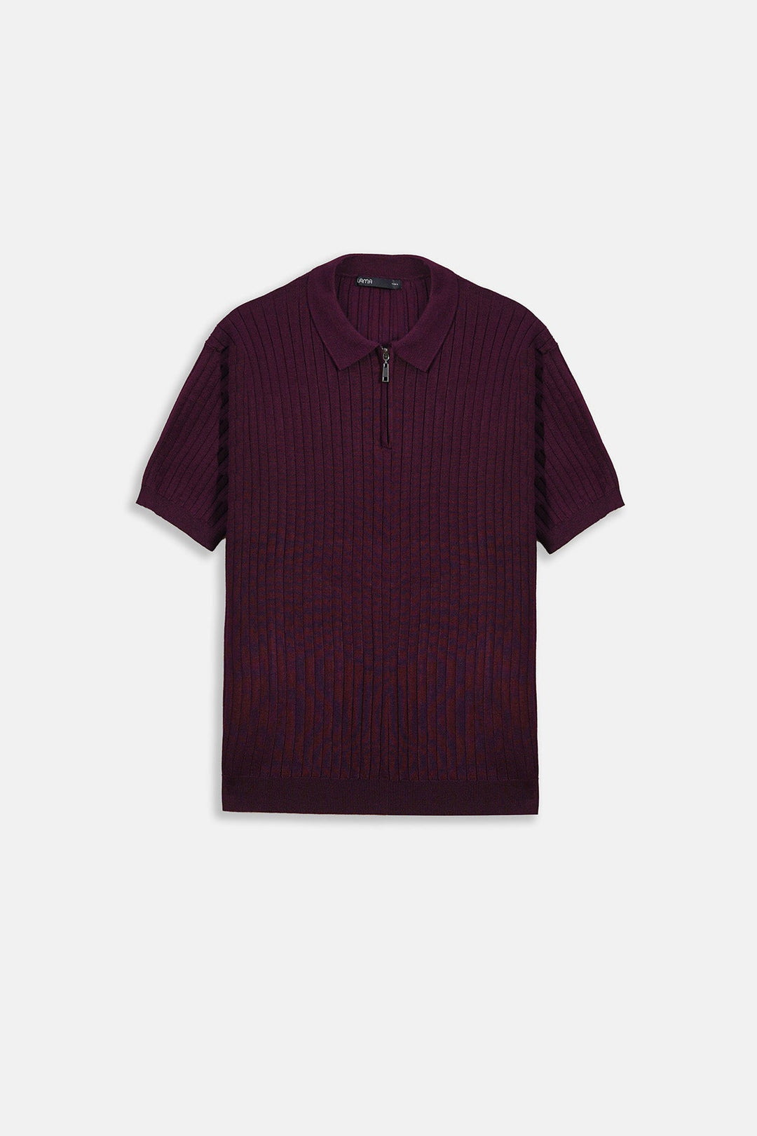 MAROON RIBBED ZIPPER POLO