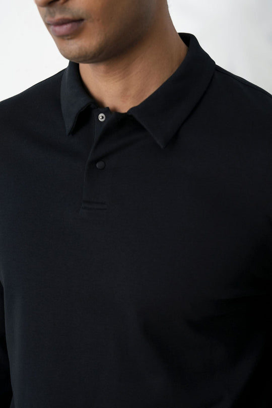 BLACK HERITAGE LONG SLEEVE POLO
