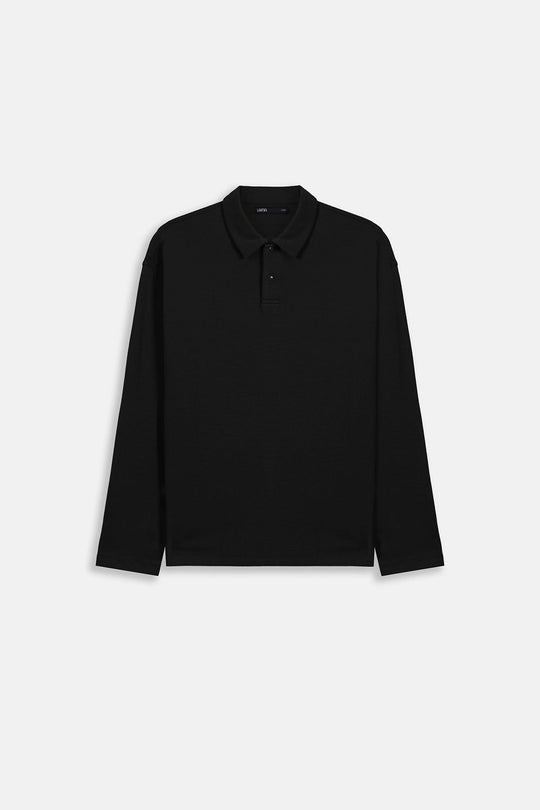 BLACK HERITAGE LONG SLEEVE POLO