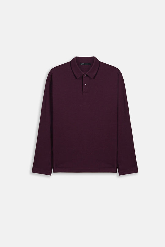 MAROON HERITAGE LONG SLEEVE POLO