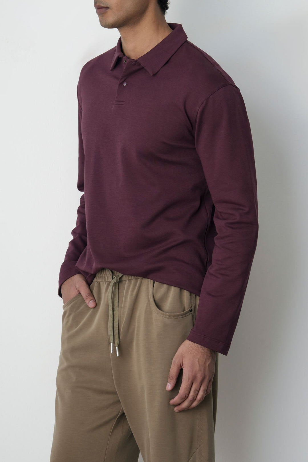 MAROON HERITAGE LONG SLEEVE POLO