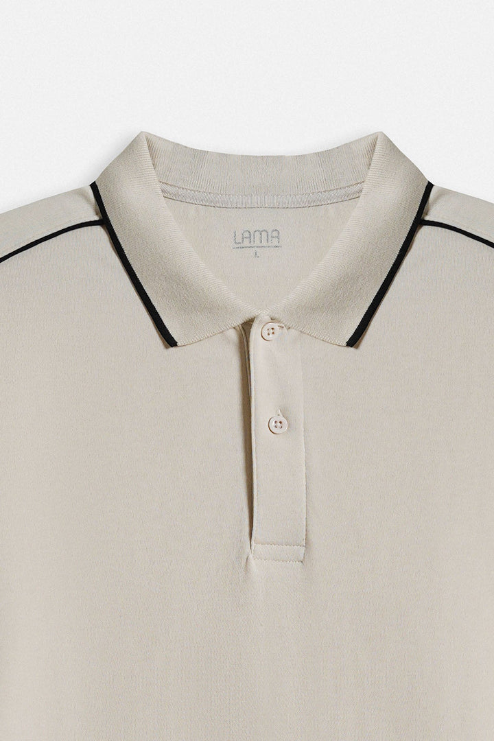 IVORY CONTRAST PIPING POLO