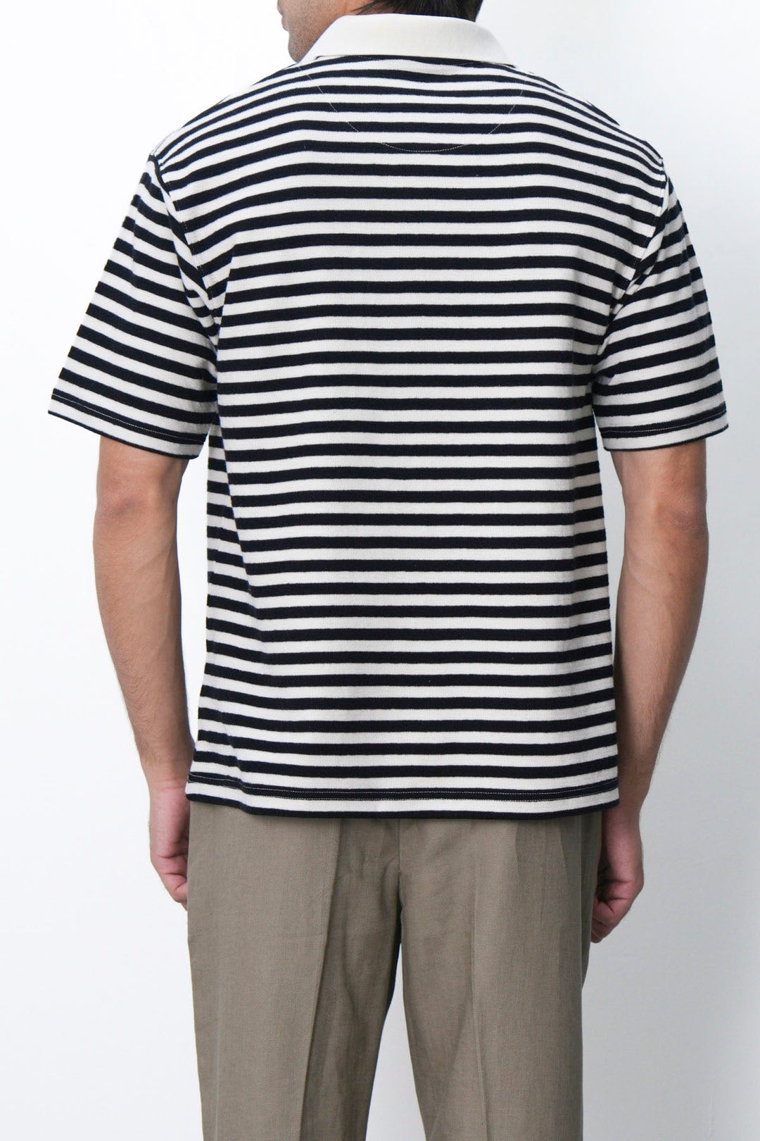 IVORY BLACK STRIPED COTTON POLO