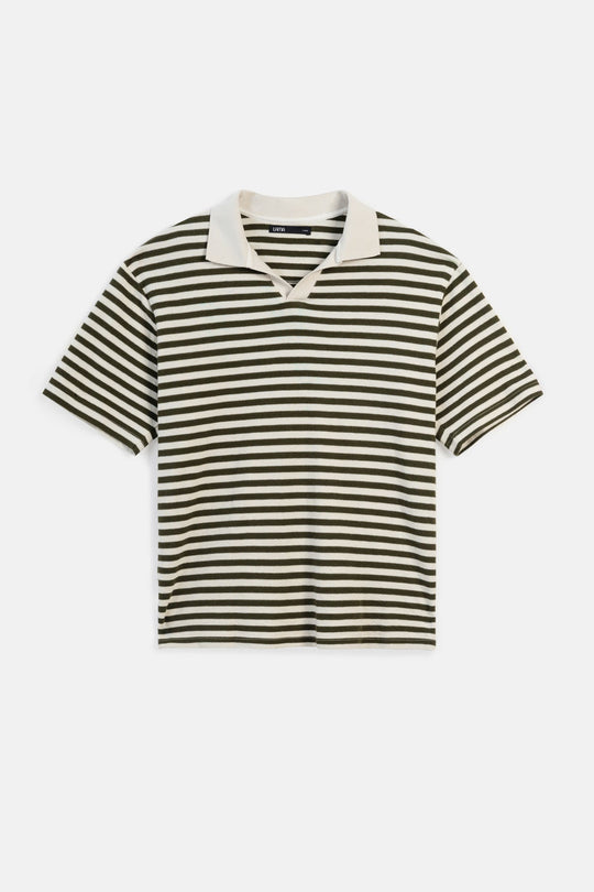 OLIVE IVORY STRIPED POLO