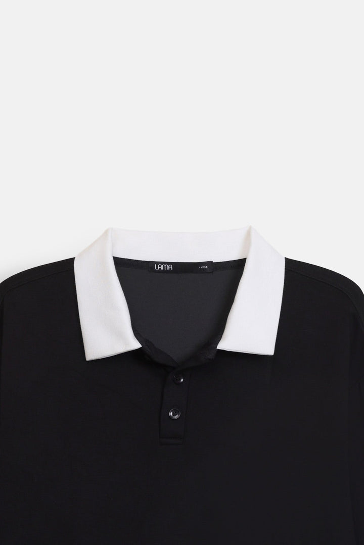 CONTRASTING COLLAR BASIC SHIRT