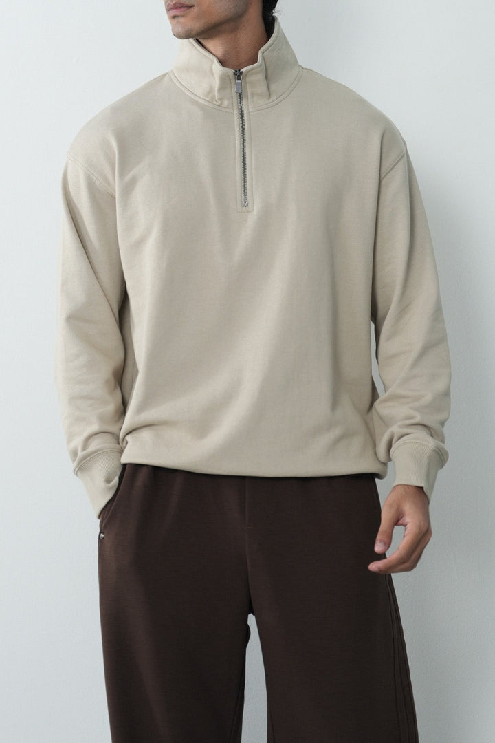 EVERYDAY MOCK NECK ZIP SWEAT