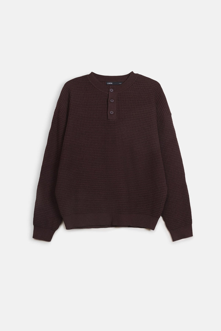 WAFFLE KNIT HENLEY