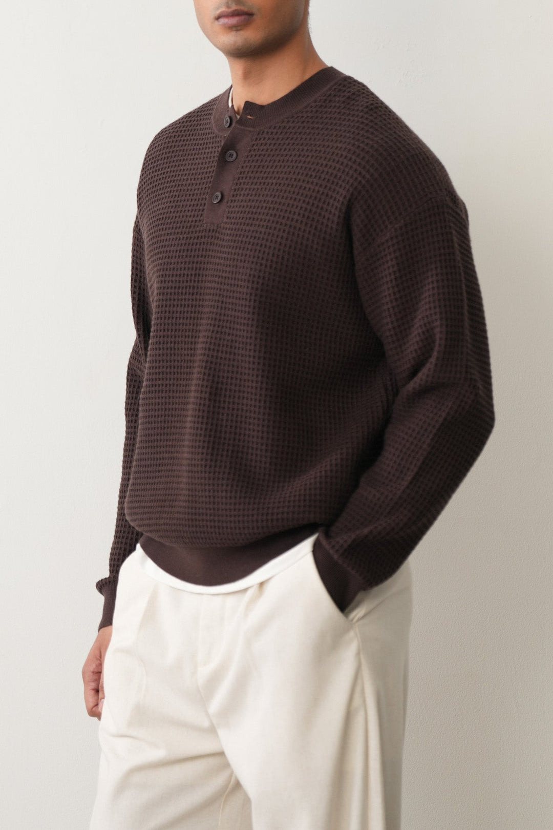 WAFFLE KNIT HENLEY