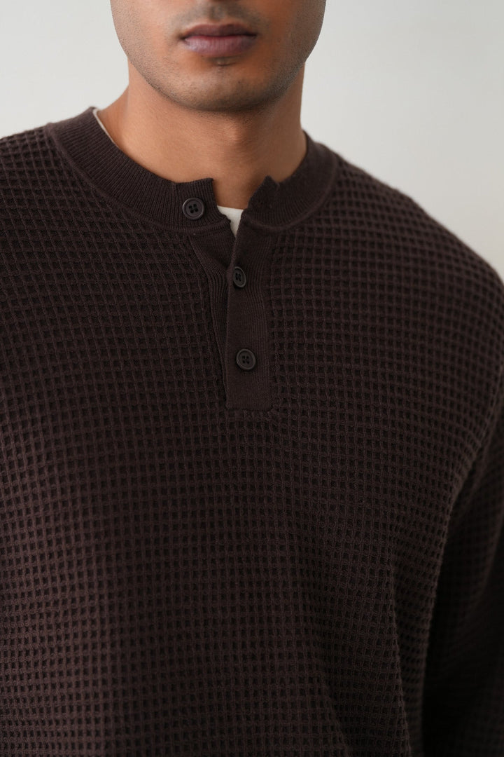 WAFFLE KNIT HENLEY