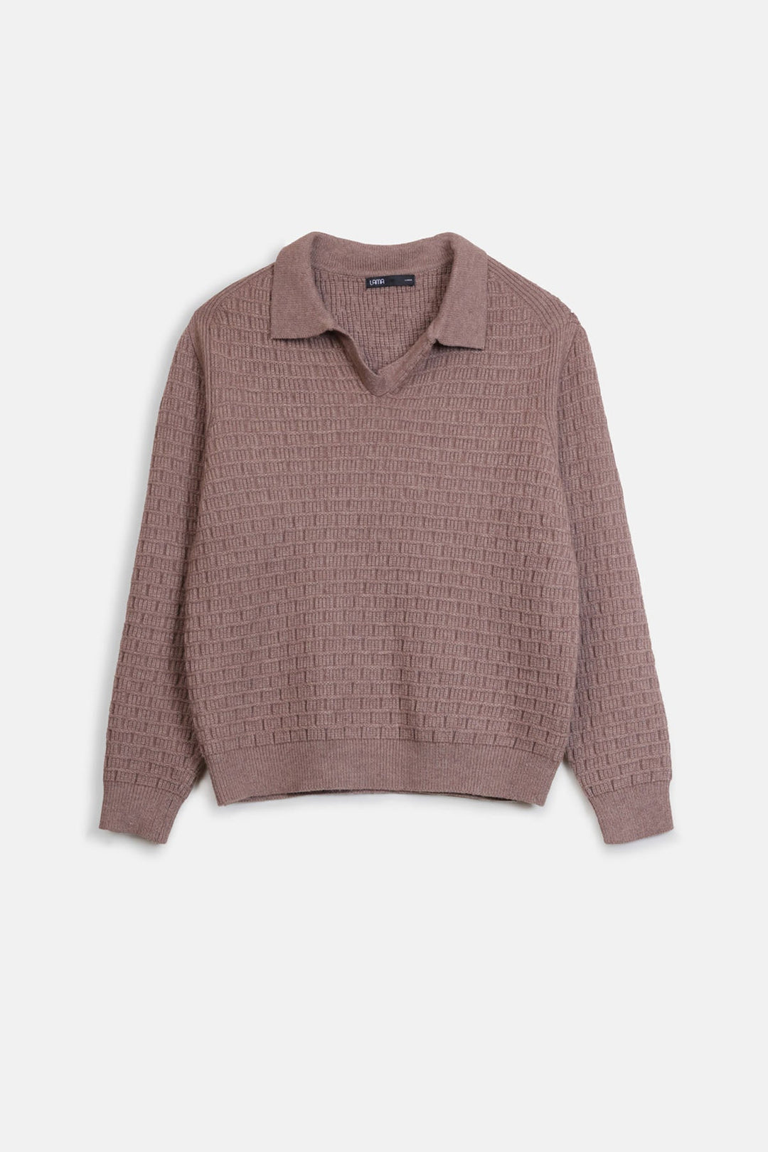 OPEN COLLAR TEXTURED POLO