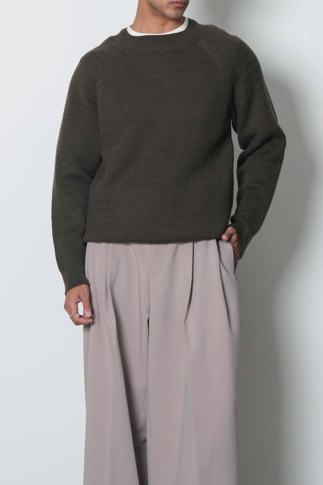 TEXTURED RAGLAN SWEATER