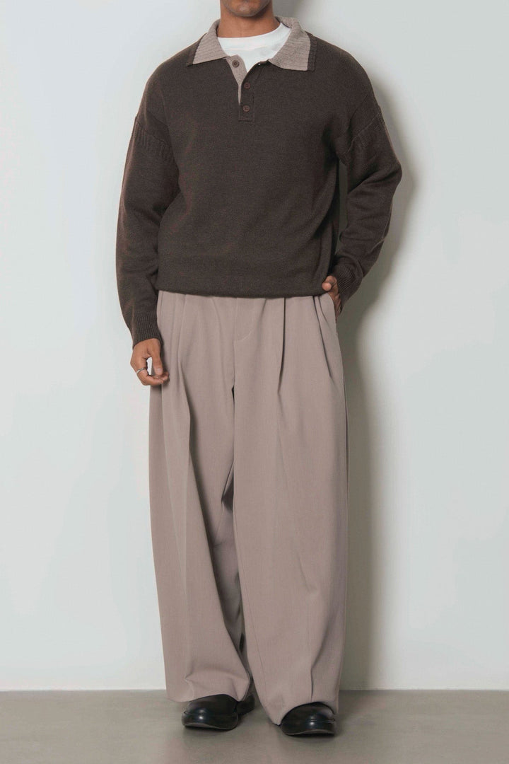 RELAXED KNIT POLO SWEATER