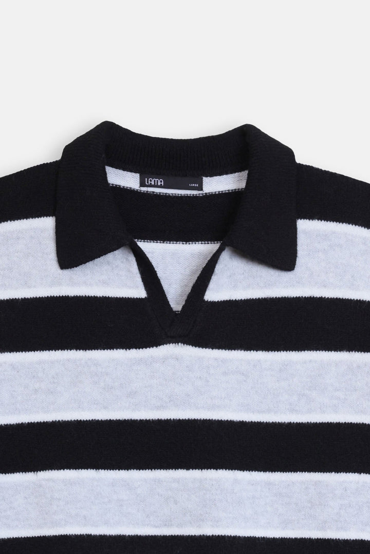STRIPED POLO SWEATER