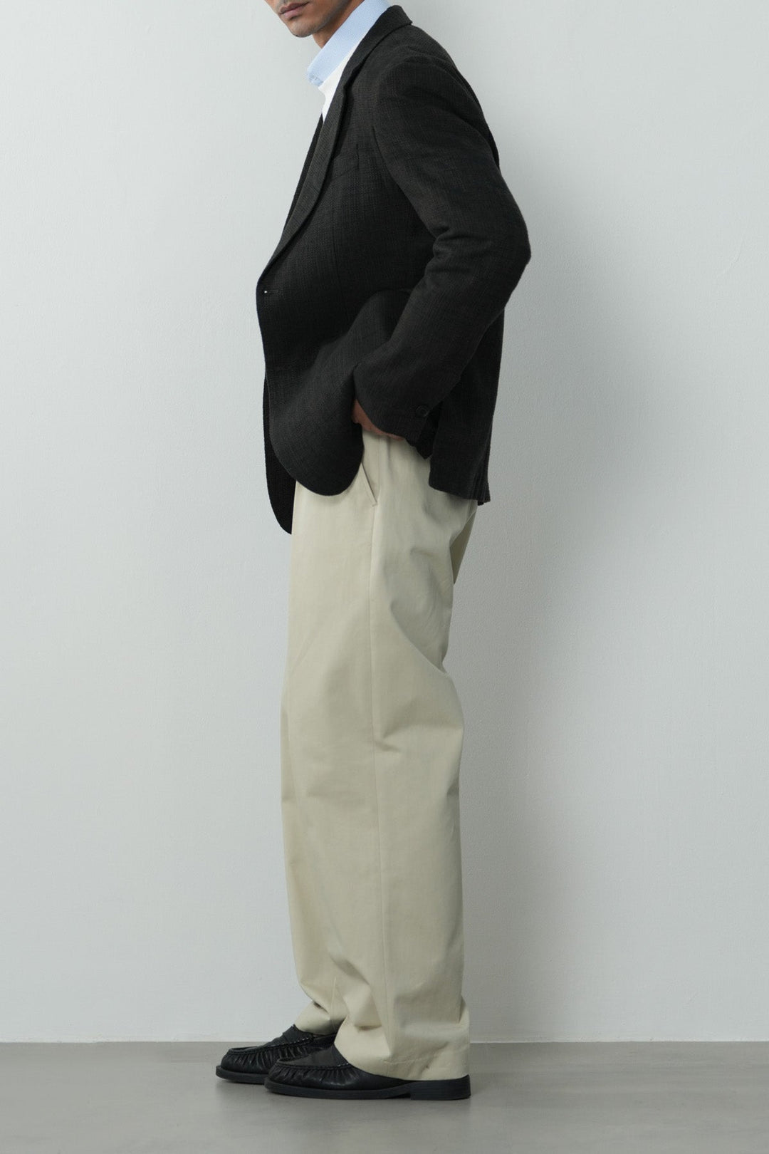 TEXTURED UNLINED LINEN BLAZER
