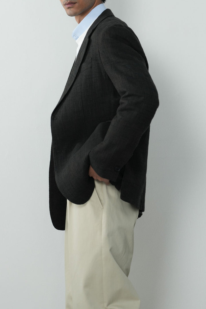 TEXTURED UNLINED LINEN BLAZER