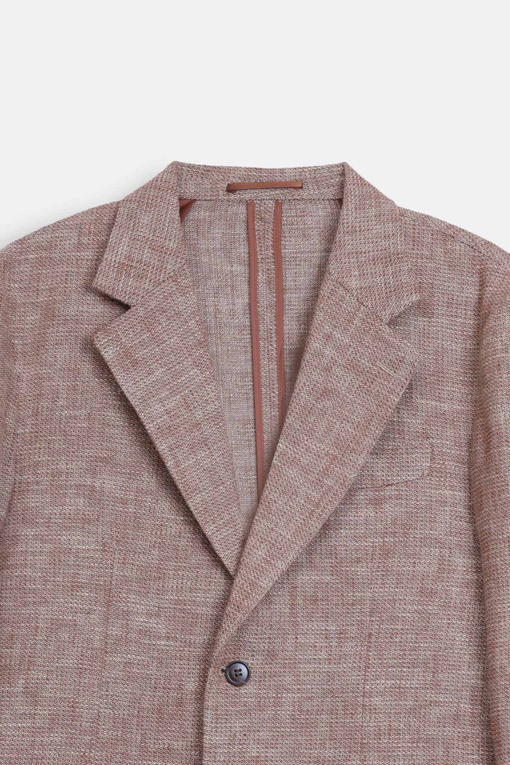 TEXTURED UNLINED LINEN BLAZER