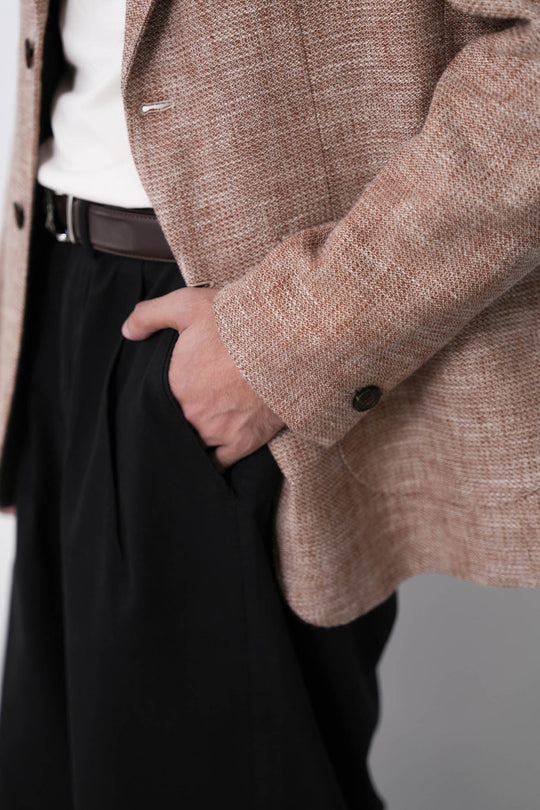 TEXTURED UNLINED LINEN BLAZER
