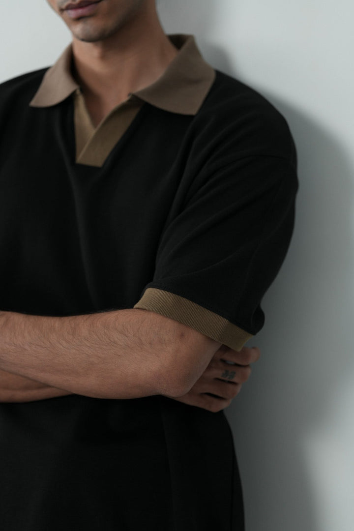 CONTRASTING EASY COLLAR POLO