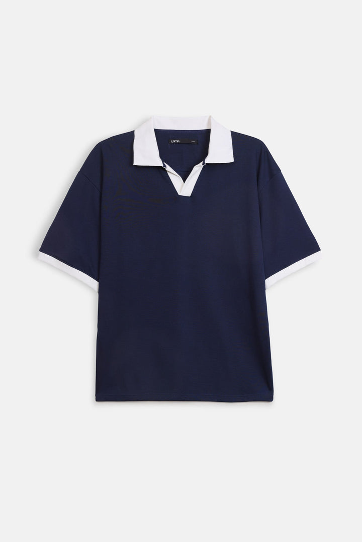 CONTRASTING EASY COLLAR POLO
