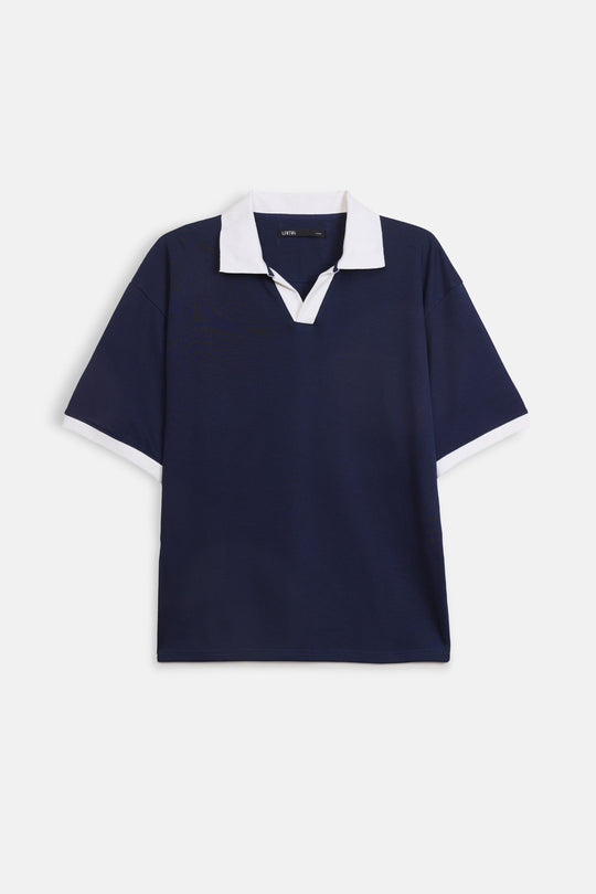 CONTRASTING EASY COLLAR POLO
