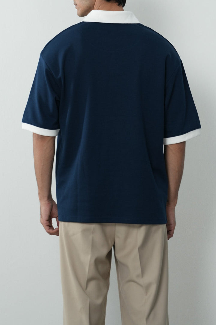 CONTRASTING EASY COLLAR POLO