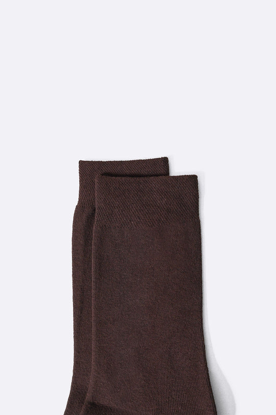 DARK BROWN CREW LENGTH COTTON SOCKS
