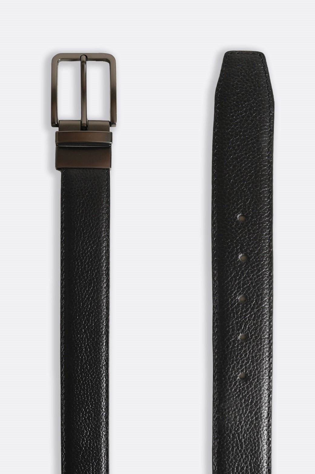BLACK LEATHER REVERSIBLE BELT