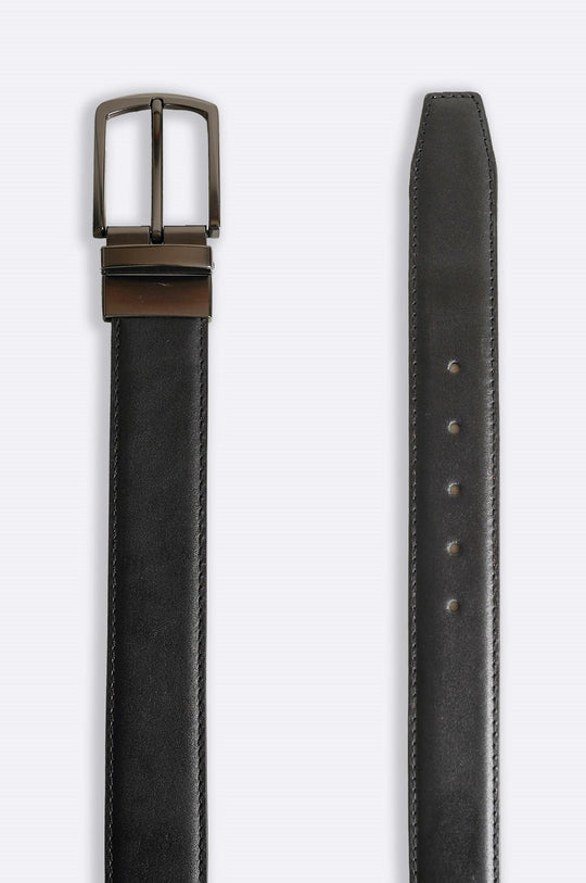 BLACK LEATHER REVERSIBLE BELT