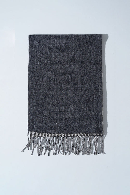 GREY CREAM CONTRAST WEAVE REVERSIBLE SCARF