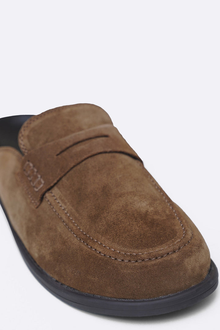 BROWN SUEDE LEATHER MULES
