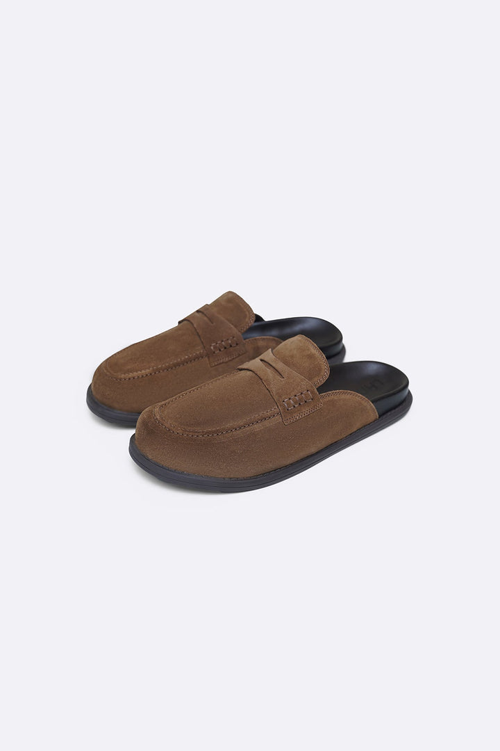 BROWN SUEDE LEATHER MULES