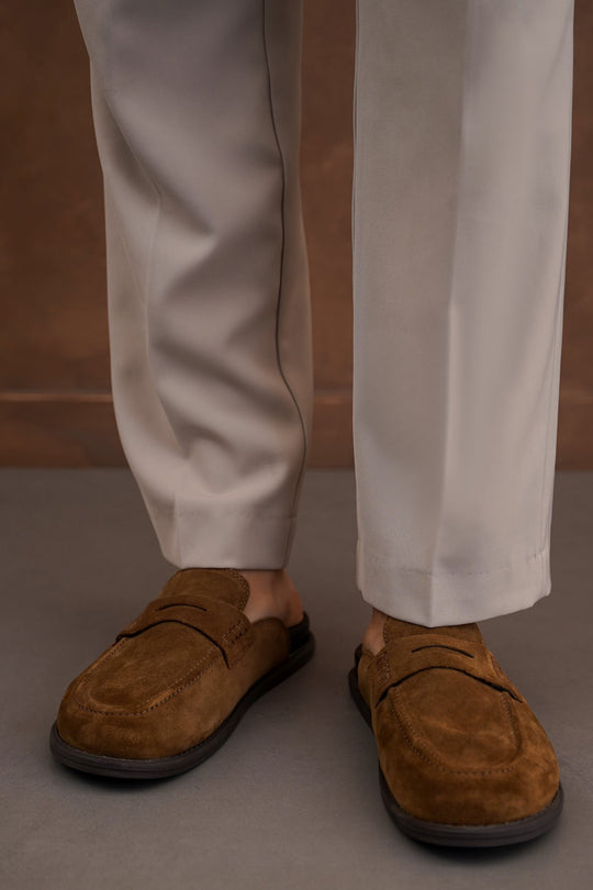 BROWN SUEDE LEATHER MULES