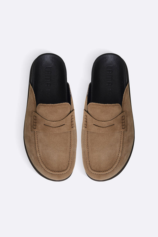 TAUPE SUEDE LEATHER MULES