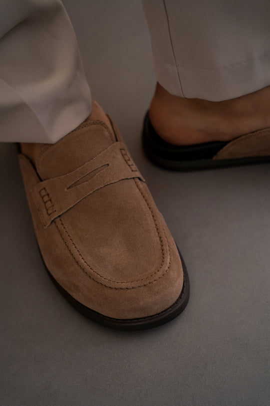 TAUPE SUEDE LEATHER MULES