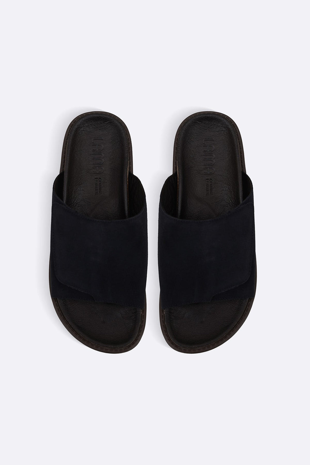 NAVY MONO SUEDE SLIDES