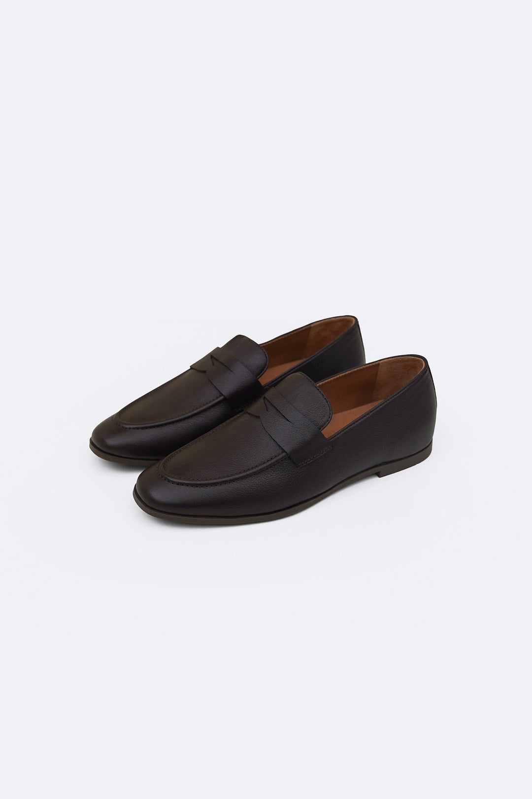DARK BROWN LEATHER PENNY LOAFERS